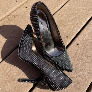 Maripe Rhinestone Studded Pumps, Black